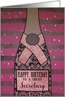 To a great Secretary, Happy Birthday, Pink Champagne, Foil Effect card