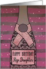 Step Daughter, Happy Birthday, Champagne, Sparkle-Effect card