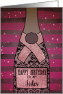 Sister, Happy Birthday, Champagne, Sparkle-Effect card