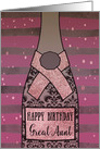 Great Aunt, Happy Birthday, Champagne, Sparkle-Effect card