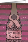 Grandma, Happy Birthday, Champagne, Sparkle-Effect card