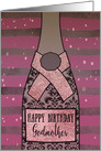 Godmother, Happy Birthday, Champagne, Sparkle-Effect card