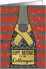 Colleague, Happy Birthday, Business, Champagne, Foil Effect, Red card