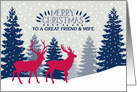 Great Friend and his Wife, Merry Christmas, Reindeer, Landscape card