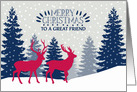 Great Friend, Merry Christmas, Reindeer, Landscape card