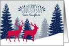 Dear Daughter, Merry Christmas, Reindeer, Landscape card