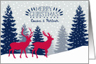 Cousin and Partner, Merry Christmas, Reindeer, Landscape card