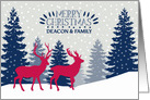 Deacon and Family, Christian, Merry Christmas, Reindeer in Forest card