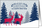 Merry Christmas and a Happy New Year, Reindeer, Forest card