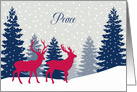 Peace, Christmas, Landscape, Reindeer, Forest, Snowflakes card