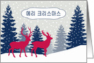 Merry Christmas in Korean, Deer in Forest card