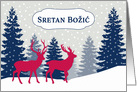 Merry Christmas in Bosnian, Winter Landscape, Deer card