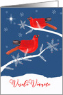 Merry Christmas in Slovak, Vesel Vianoce, Red Cardinal Birds card