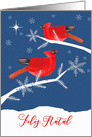 Merry Christmas in Portuguese, Feliz Natal, Red Cardinal Birds card