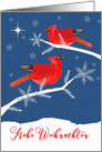 Merry Christmas in German, Frohe Weihnachten, Cardinal Birds card