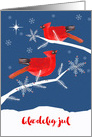 Merry Christmas in Danish, Glaedelig Jul, Cardinal Birds card