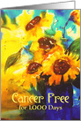 Cancer Free, For 1,000 Days, A Milestone, Painting Sunflowers card