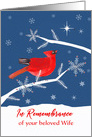 In Remembrance of your beloved Wife, Christmas, Cardinal Bird, Star card