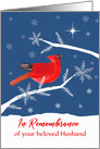 In Remembrance of your beloved Husband, Christmas, Cardinal Bird, Star card