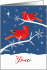 Peace, Christmas Greetings, Red Cardinal Birds, Winter Landscape card