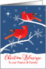 Pastor and Family, Merry Christmas, Christian, Cardinal Birds, Winter card