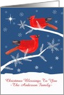 Customizable, Christmas Blessings, Christian, Cardinal Birds, Winter card