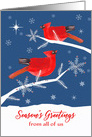 From All of Us, Season’s Greetings, Corporate, Cardinal Birds, Winter card