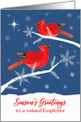 Valued Employee, Season’s Greetings, Corporate, Cardinal Birds, Winter card