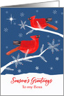 To my Boss, Season’s Greetings, Christmas, Corporate, Cardinal Birds card