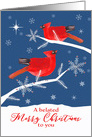 A Belated Merry Christmas, Cardinal Birds, Winter Landscape card