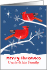 Uncle and his Family, Merry Christmas, Cardinal Bird, Winter Landscape card