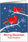 Dear Daughter, Merry Christmas, Cardinal Bird, Winter card