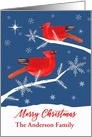 Customizable, Merry Christmas, Cardinal Bird, Winter, Star card