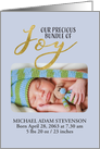 Photo Card, Bundle of Joy, Birth Announcement Baby Boy, Blue, Gold card