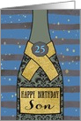 Customize, Son, Birthday, Champagne, Gold-Effect, Stripes and Bubbles card