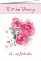 Birthday Blessings for my Godmother, Scripture, Watercolor Roses card