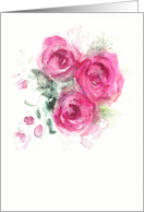 Blank Note card, Watercolor Roses card