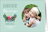 Easter Blessings, Photo Card, flowers, Mint Background card