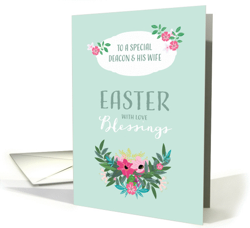 Easter Blessings for Deacon and his Wife, Scripture, Flowers card