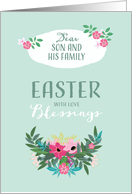 Easter Blessings for Son and his Family, Flowers card