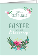 Easter Blessings for Great Uncle, Flowers, Mint Background card