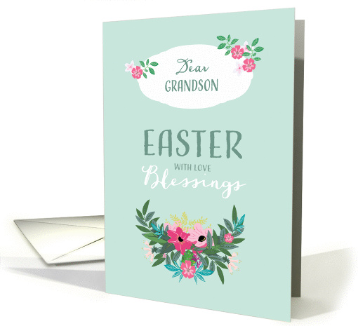 Easter Blessings for Grandson, Floral Design card (1353754)