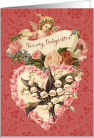 Happy Valentine’s Day to my Babysitter, Vintage Angel and Heart card