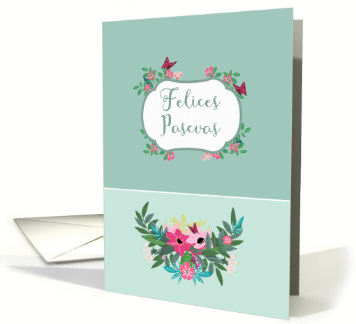 Happy Easter in Spanish, Floral Design card (1357628)