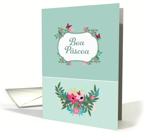 Happy Easter in Portuguese, Floral Design card (1357636)