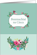 Happy Easter in Irish Gaelic, Floral Design card