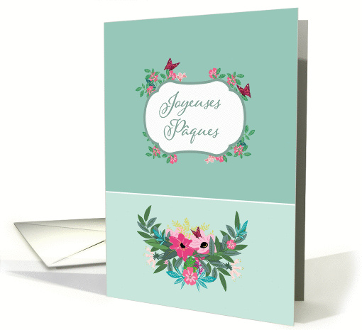 Happy Easter in French, Joyeuses Pques, Floral Design card (1358006)