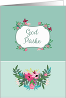 Happy Easter in Danish, God pske, Floral Design card