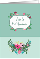 Happy Easter in Czech, Vesel Velikonoce, Floral Design card