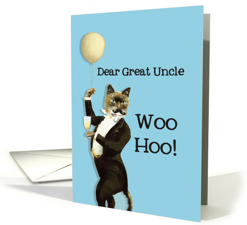 Dear Great Uncle, You're the Cat's Whiskers, Happy Birthday card